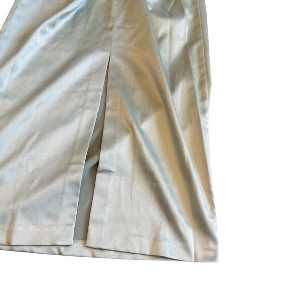 BHLDN Anthropologie Strapless Green Satin Dress Ruched Knee Length Size Med NWT - Picture 9 of 13